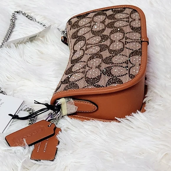 Coach Originals Swinger Crystal Signature Jacquard Chain Shoulder Bag 20 - Picture 9 of 13